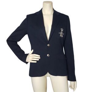 RALPH LAUREN SPORT Navy Blue 1967 Crest Blazer Jacket Womens Size 12